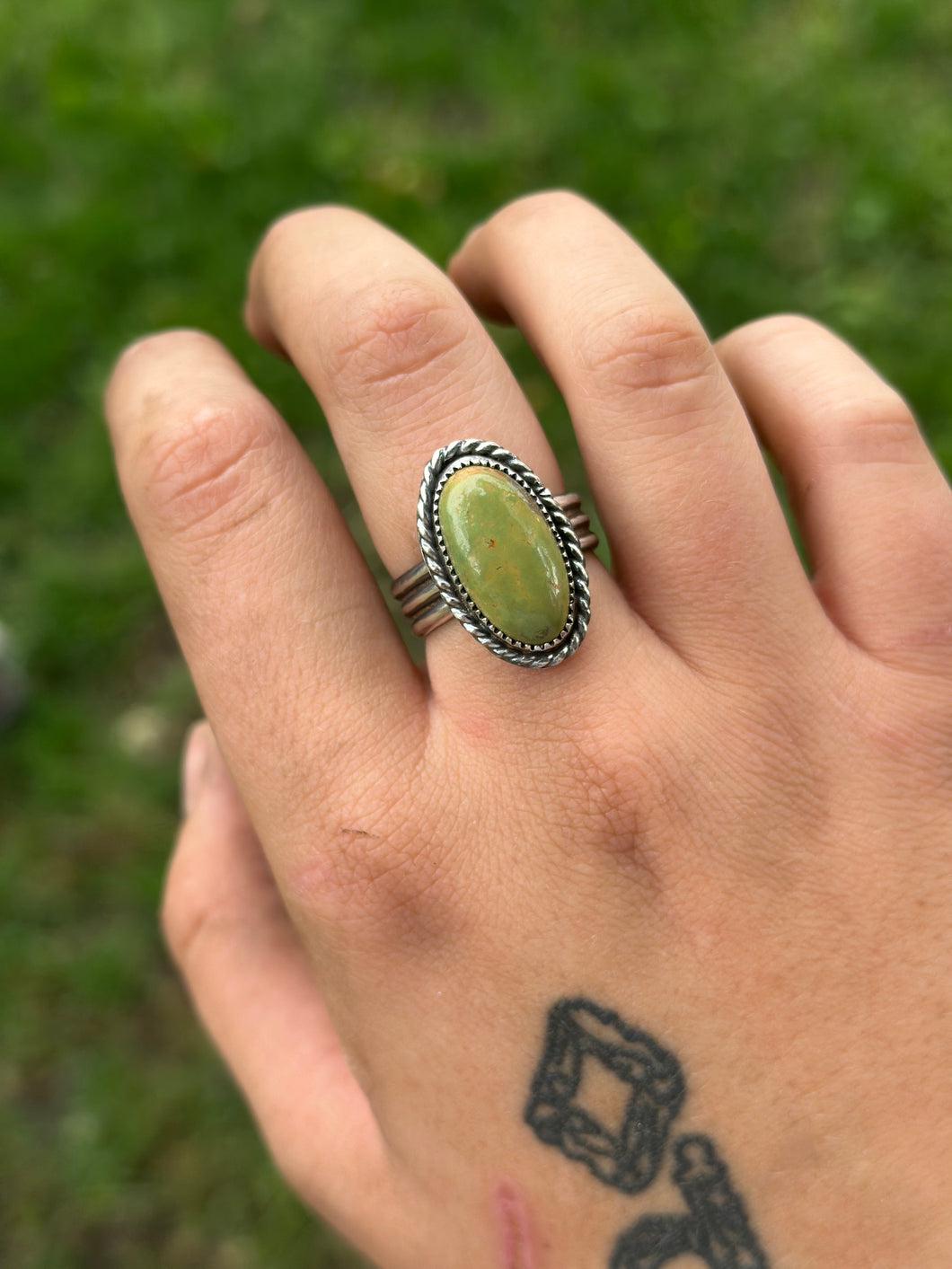 Green turquoise ring 9.5